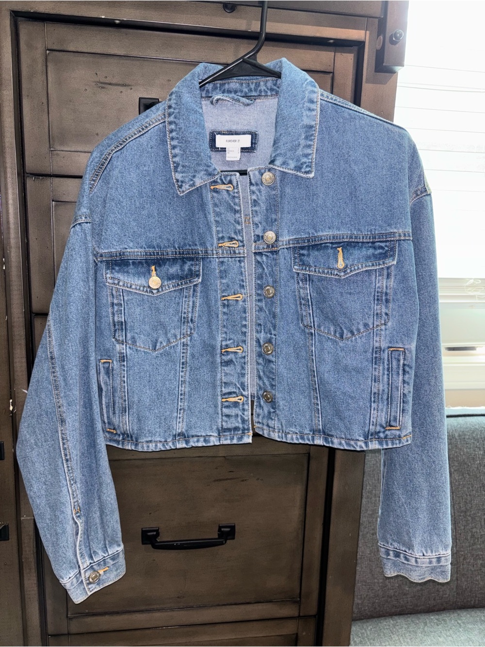 Forever 21 Light Blue Cropped Denim Jacket